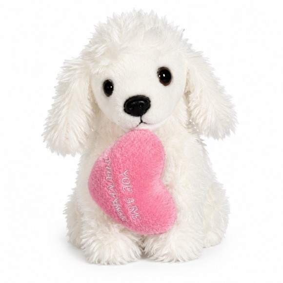 Aurora Other - Aurora Poodle Plush 10" White Dog‎ Stuffed Animal Soft Toy Hanging Pink Heart
